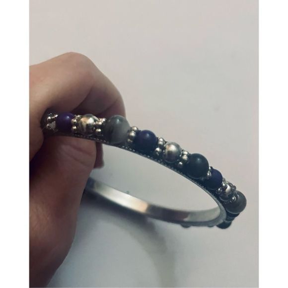 ADORABLE HAND-MADE BOHO STONE BLUE AND BROWN BEAD SILVER BRACELET - Picture 3 of 8